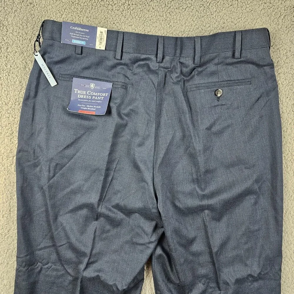 Croft & Barrow Pants Mens 38x29* Blue Flat Front Comfort Classic Fit Dress Slack